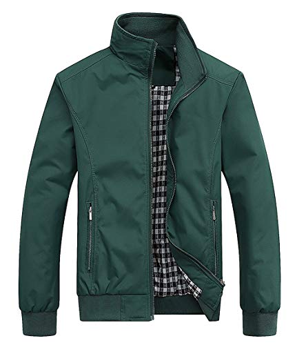 AIEOE - Chaqueta para Hombre Bombers Jacket Manga Larga sin Capucha Outwear for Man para Otoño Primavera - Verde - Talla ES M
