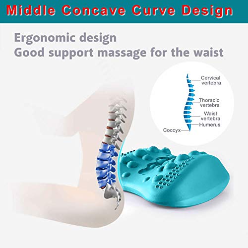 Almohada de masaje Lumber Camilla para la parte inferior de la espalda - Masaje para el tratamiento de alivio del dolor lumbar crónico - Ayuda con la estenosis espinal Ciática Hernia de disco (Azul)