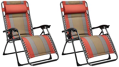 Amazon Basics - Set de 2 sillas acolchadas con gravedad cero - de color rojo