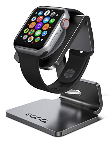Amazon Brand - Eono Soporte para Apple Watch, Bases de Carga Aluminio Soporte Dock Apple Watch Series 7, SE, 6, 5, 4, 3, 2, 1, iWatch 44mm/ 42mm/ 40mm/ 38mm, Compatible con el Modo Nightstand - Negro