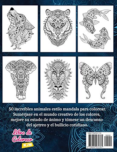 Animales Increíbles: Libro Para Colorear Para Adultos Con Patrones De Animales y Mandalas