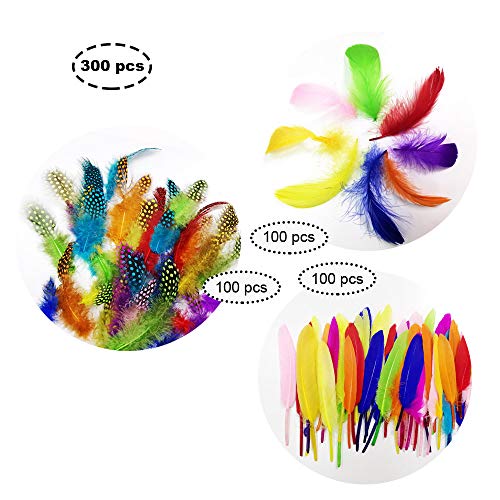 Anyasen Artificial Plumas de Colores 300 Piezas Plumas Manualidades Colores Conjunto de Plumas Mixtas Plumas Manualidades Plumas para Manualidades Plumas de Manchas Coloridas 4.5-15cm