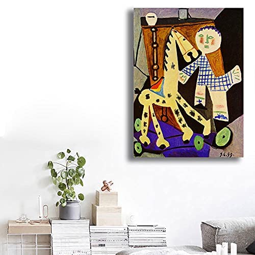 APAZSH lienzos decorativosPóster de Pablo Picasso Decoracion Impresa Arte de Pared de Picasso Claude Dos años y su Caballo de pasatiempo Pintura Decoracion Lienzo arte50x70cm x1 Sin Marco