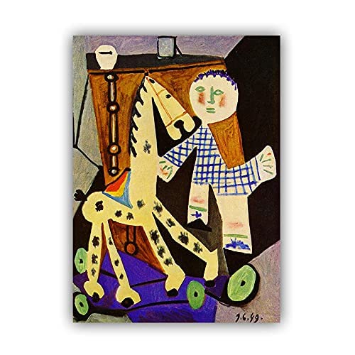 APAZSH lienzos decorativosPóster de Pablo Picasso Decoracion Impresa Arte de Pared de Picasso Claude Dos años y su Caballo de pasatiempo Pintura Decoracion Lienzo arte50x70cm x1 Sin Marco