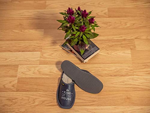Apreggio - Zapatillas de Hombre de Cuero - Suela de Goma Maciza - Cómodas de Llevar - Suaves - Producto 100% Natural - Hechas a Mano (Azul, 46)