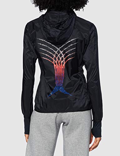 ARENA Damen Running Windbreaker Cortavientos, Mujer, Negro y Rojo Fluorescente, Extra-Large