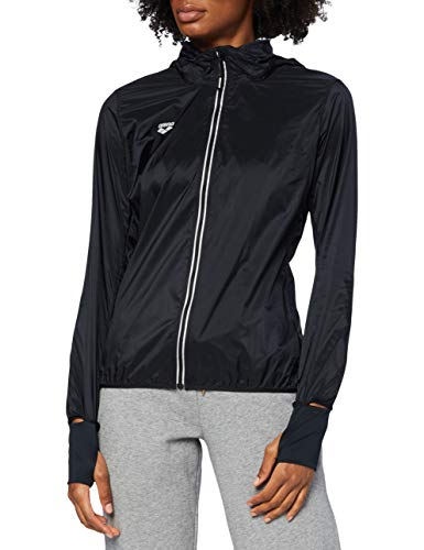 ARENA Damen Running Windbreaker Cortavientos, Mujer, Negro y Rojo Fluorescente, Extra-Large