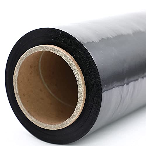 ARVO Película elástica retráctil de 400 mm x 225 m, color negro, rollo de palé, envoltura elástica, paquete de embalaje de película adhesiva (1 rollo)