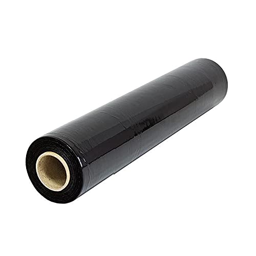 ARVO Película elástica retráctil de 400 mm x 225 m, color negro, rollo de palé, envoltura elástica, paquete de embalaje de película adhesiva (1 rollo)