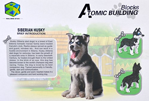 Atomic Building Figura para armar con nanobloques. 950 Piezas. Perro Husky Siberiano.
