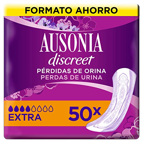 Ausonia Discreet Compresas Incontinencia Mujer, Plus Extra, 50 Unidades para Pérdidas Orinas y Vejigas Hiperactivas