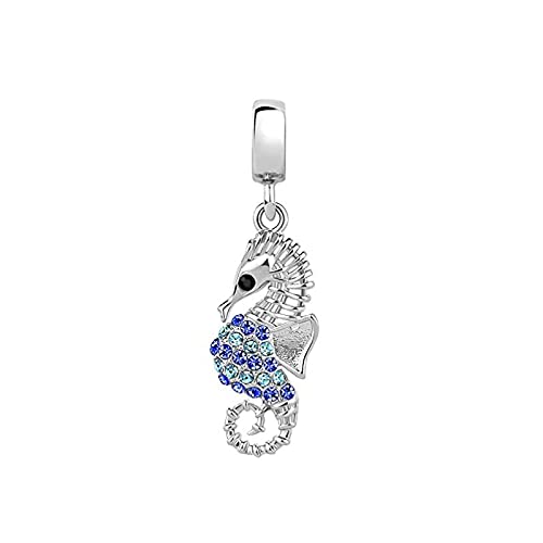 Awdijf 925 Colgante De Plata Esterlina Joyería De Moda Mujeres Encantador Caballito De Mar Azul Encanto Europeo Cuentas Espaciadoras Pulsera Pandora Regalo Exquisito