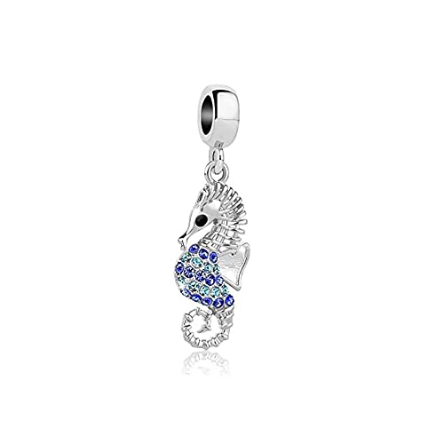 Awdijf 925 Colgante De Plata Esterlina Joyería De Moda Mujeres Encantador Caballito De Mar Azul Encanto Europeo Cuentas Espaciadoras Pulsera Pandora Regalo Exquisito