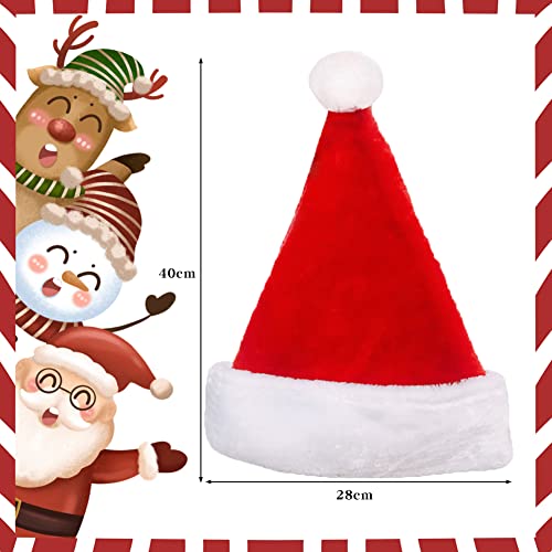AYEUPZ 2 Gorro navideño de felpa de terciopelo rojo de doble capa para adultos, adecuado para fiestas navideñas y navideñas
