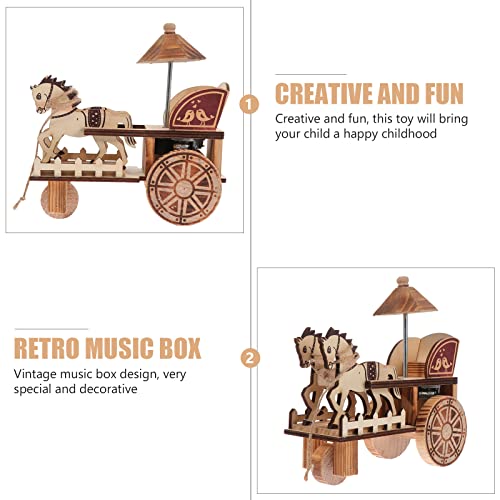 Balacoo Modelo de Carro de Madera de 1pc Música Vintage Juguete Carro Dibujado a Caballo para niños niños
