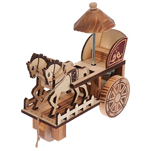 Balacoo Modelo de Carro de Madera de 1pc Música Vintage Juguete Carro Dibujado a Caballo para niños niños