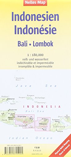 Bali / Lombok Indonesia (2018): reiß- und wasserfest; waterproof and tear-resistant; indéchirable et imperméable; irrompible & impermeable | 1 : 180,000