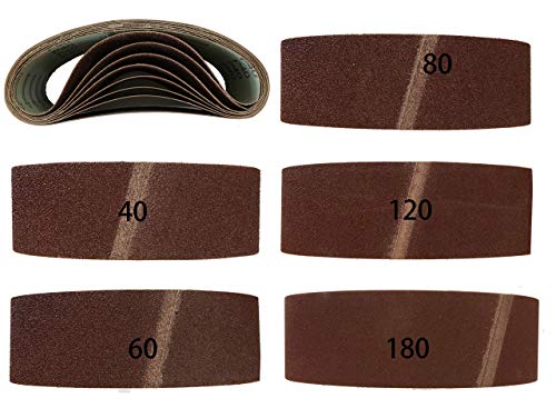 Bandas de lijado de tejido, 10 unidades, 75 x 457 mm, grano 2 de 40/60/80/120/180, para lijadora de banda