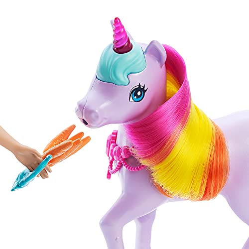 Barbie Dreamtopía Muñeca con unicornio y accesorios para peinar y de juguete (Mattel GTG01)