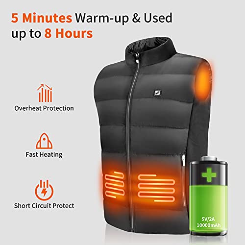 Barrjee Chaleco Calentado, Chaleco Calentador Eléctrico para Hombre y Mujer, Chaleco con Calefacción Carga USB, Al Aire Libre Motocicleta, Camping, Senderismo Unisexo (Sin Batería) (3XL)