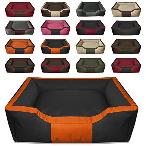 BedDog® Bruno Negro/Naranja XL Aprox. 100x85cm colchón para Perro, 15 Colores, Cama para Perro, sofá para Perro, Cesta para Perro