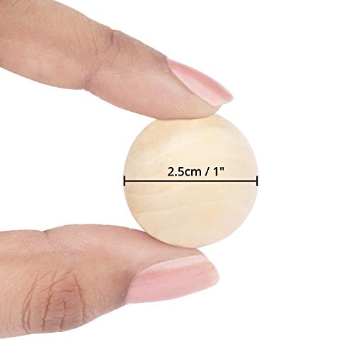 Belle Vous Bolas Madera Sin Acabado Redondas para Manualidades (Pack de 50) Madera Redonda 25 mm de Diámetro - Cuentas de Madera sin Agujero para Proyectos de Manualidades, Hacer Joyas