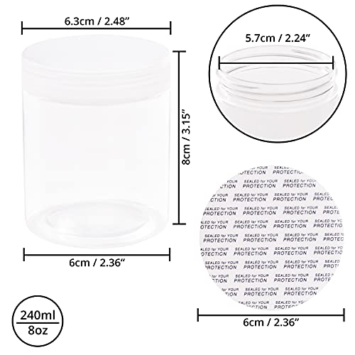 Belle Vous Botes de Plastico Transparente con Tapas (Pack de 15) 240 ml - Tarros Redondos Vacíos Libres de BPA - Recipientes para Alimentos, Slime, Especias Secas, Frutas y para Viajes