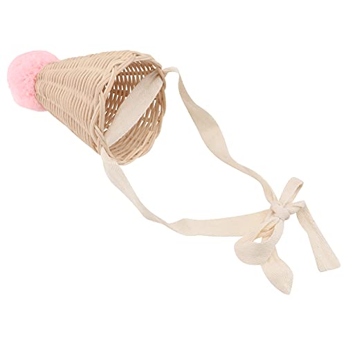 BESPORTBLE Sombrero de Mimbre con Forma de Cono Tejido Pompón Sombrero de Mascota Sombrero de Fiesta de Bebé Sombrero de Cabeza Vestido de Fiesta Disfraz Foto Stand Prop para Favor de Fiesta