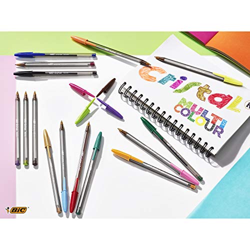 BIC Cristal Multicolor - Caja de 20 bolígrafos, colores fashion y regulares