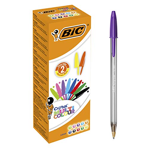 BIC Cristal Multicolor - Caja de 20 bolígrafos, colores fashion y regulares