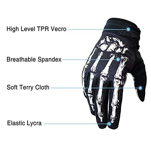 Bicicleta de montaña guantes de montar guantes de motocicleta guantes de motocicleta guantes de pantalla táctil de dedo completo hombres y mujeres moda deportiva guantes de esqueleto (New Bianco, XL)