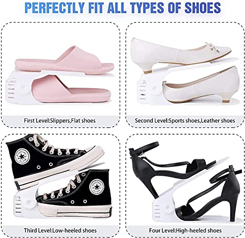 BIGLUFU Organizadores Zapatos, Soporte de Calzado de Altura Ajustable, Zapatero Simple, Adecuada para Mujeres y Hombres, Ahorra Espacio (Set de 20pcs)