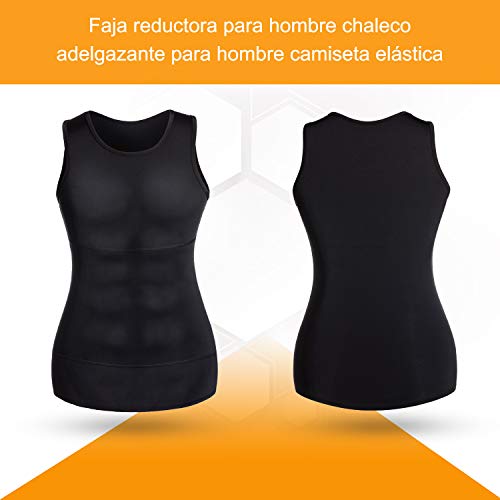 Bingrong Faja Reductora para Hombre Chaleco para Hombre Camiseta elástica para Abdomen Ropa Interior Reductora (Negro, Medium)