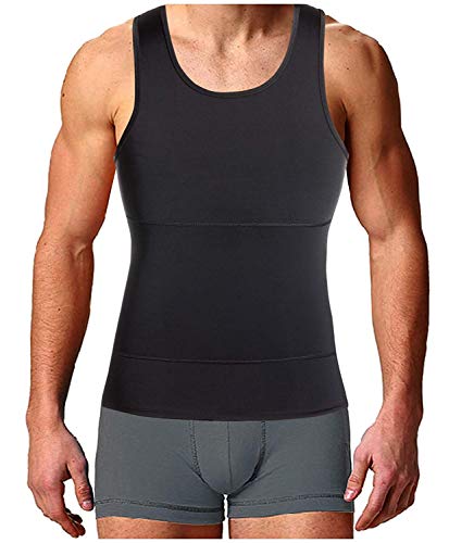 Bingrong Faja Reductora para Hombre Chaleco para Hombre Camiseta elástica para Abdomen Ropa Interior Reductora (Negro, Medium)