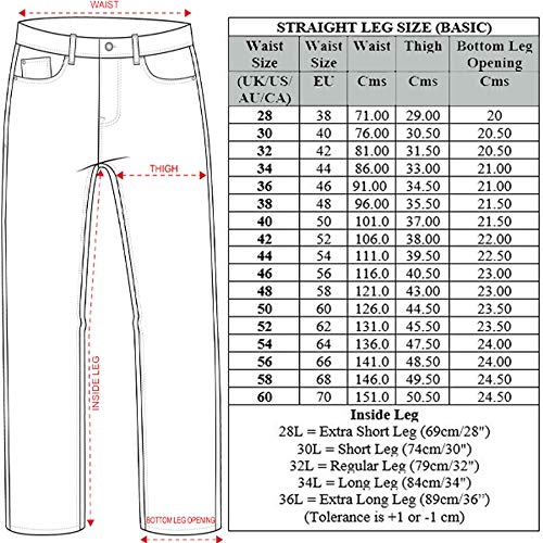 Blue Circle - Pantalones vaqueros para hombre de pierna recta, resistentes, ideales para trabajo, jeans, disponibles en diferentes tallas y en 4 colores Lavado índigo 30W/30L