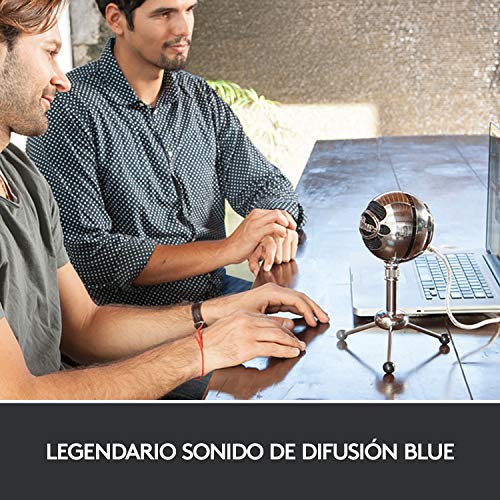 Blue Micrófonos USB Snowball, micrófono clásico de calidad de estudio para grabación, podcasting, radiodifusión, retransmisión de gaming en Twitch, locuciones, vídeos de YouTube en PC y Mac - Plata