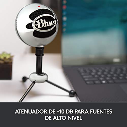 Blue Micrófonos USB Snowball, micrófono clásico de calidad de estudio para grabación, podcasting, radiodifusión, retransmisión de gaming en Twitch, locuciones, vídeos de YouTube en PC y Mac - Plata