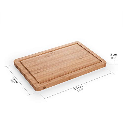 Blumtal Tabla De Cocina 100% Bambú - Tabla de Cortar de madera Resistente, Antiséptica, 38 x 25 cm