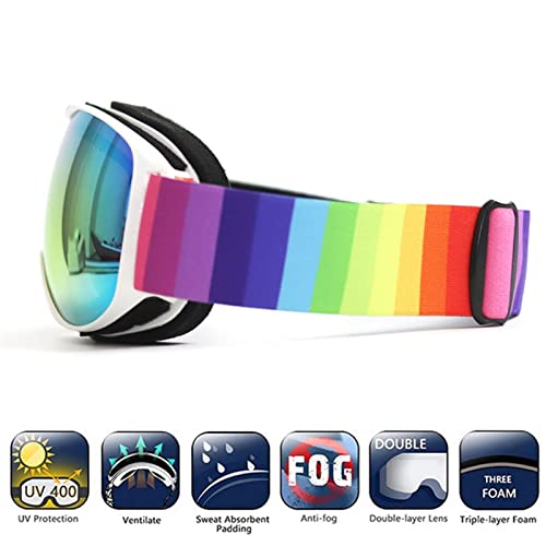 Bollé de Protección UV400, Gafas Ski Coloridas, Gafas de Snowboard Ideal paraEsquí, Patinaje, Motociclismo, Equitación pars los Niños de 7-13 Años (Color : C, Size : One Size)
