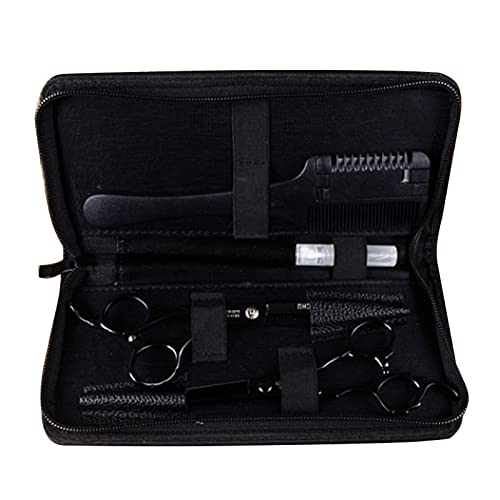 Bolsa de piel profesional para tijeras de peluquería, para guardar herramientas de peluquería (negro) (22 cm x 10 cm)