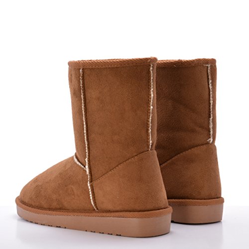 Botas Australianas De Mujer Antelina con Forro De Pelo Calientes Caña Baja Camel (38)