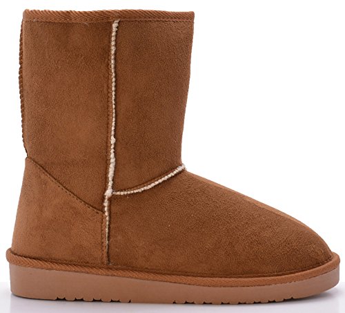 Botas Australianas De Mujer Antelina con Forro De Pelo Calientes Caña Baja Camel (38)