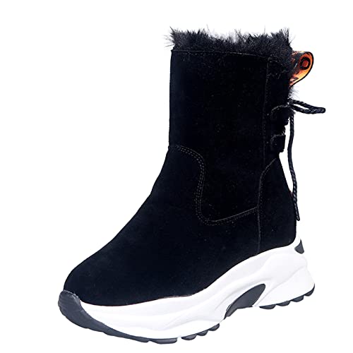 Botas De Nieve Mujer botas nieve mujer impermeables ofertas botas para agua mujer botas verano mujer botas calentamiento ballet botines mujer negros planos zapato（F022Black, UK38)