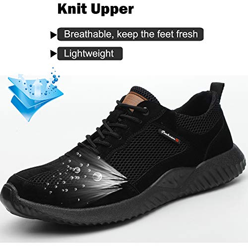 Botas de Seguridad para Hombre Mujer Unisex con Puntera de Acero Antideslizante Calzado Zapatos de Seguridad Deportivo Trabajo Ligero 116 Negro 47 EU 285