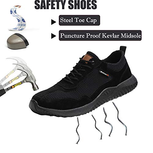 Botas de Seguridad para Hombre Mujer Unisex con Puntera de Acero Antideslizante Calzado Zapatos de Seguridad Deportivo Trabajo Ligero 116 Negro 47 EU 285
