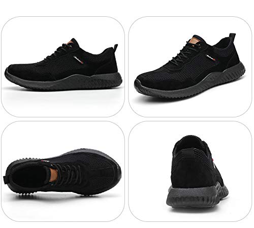 Botas de Seguridad para Hombre Mujer Unisex con Puntera de Acero Antideslizante Calzado Zapatos de Seguridad Deportivo Trabajo Ligero 116 Negro 47 EU 285