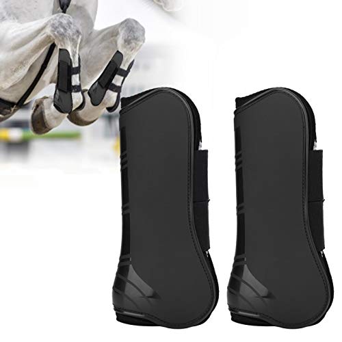 Botas de tendón de caballo Envoltorios para patas de caballo Equipo ecuestre para montar Protección de competencia de salto con amortiguación (se vende por pares)(Black)