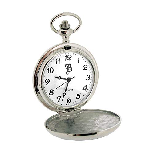 Boxx BOXX413 - Reloj de Bolsillo para Hombre, Esfera Blanca, diseño de la Guardia de Caballos de Londres, Caja de Metal y Cadena, Color Plateado