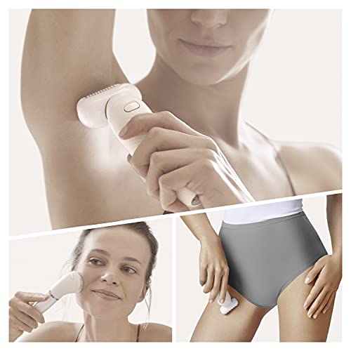 Braun Silk-épil 9 Flex Depiladora Mujer con Cabezal Flexible y Tecnología SensoSmart, Kit de Belleza, Inalámbrica, 9100, Blanco