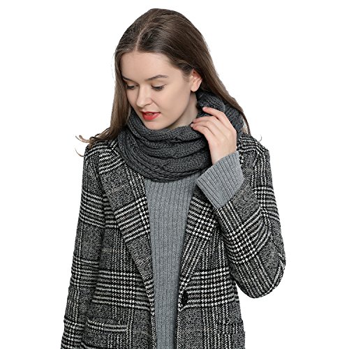 Bufanda de invierno tipo cuello suave y cálida para mujer con diseño de punto - Gris